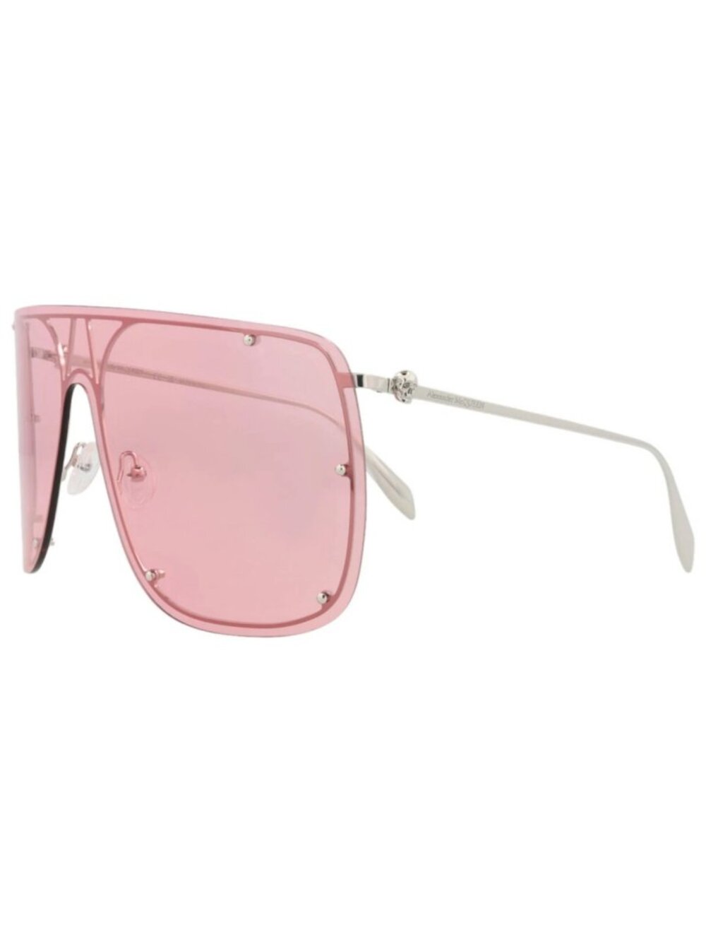 New Alexander McQueen Women's Sunglasses Shield Wrap Metal Frame Unisex Silver